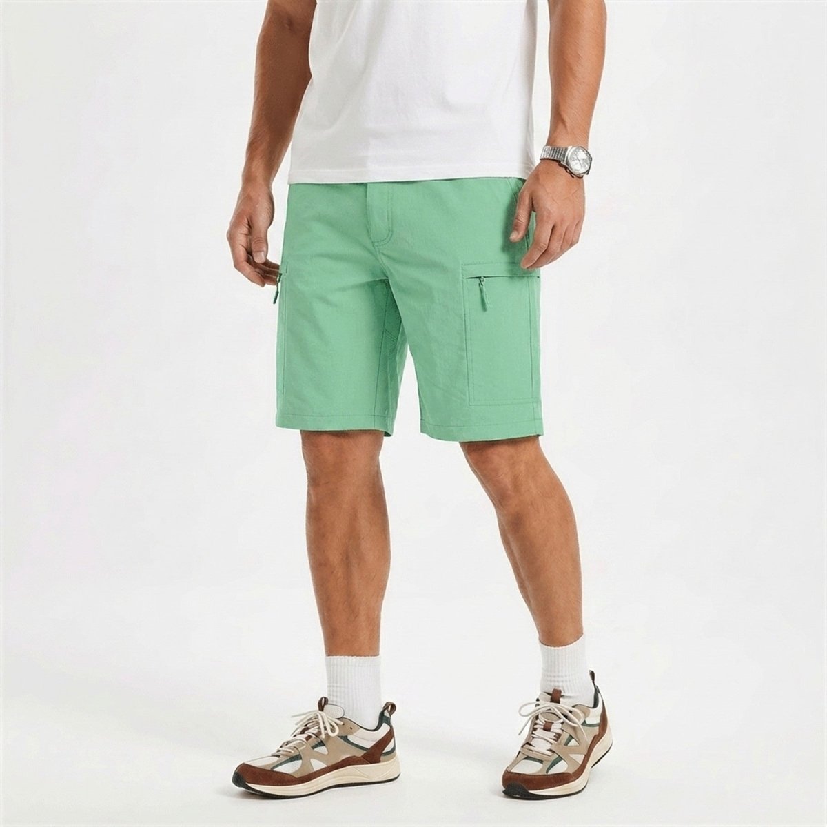 TACVASEN Mint Green Quick Dry Hiking Cargo Shorts