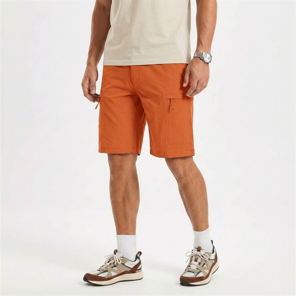 TACVASEN Orange Quick Dry Hiking Cargo Shorts