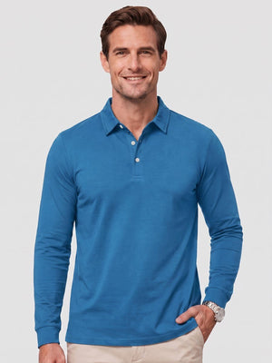 TACVASEN Azure Quick-Dry Long Sleeve Polo Shirt for Golf & Work