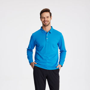 TACVASEN Black Quick - Dry Long Sleeve Polo Shirt for Golf & Work