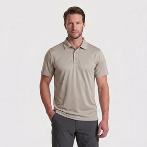 TACVASEN Khaki Quick Dry Tactical Polo Top Short Sleeve Shirt