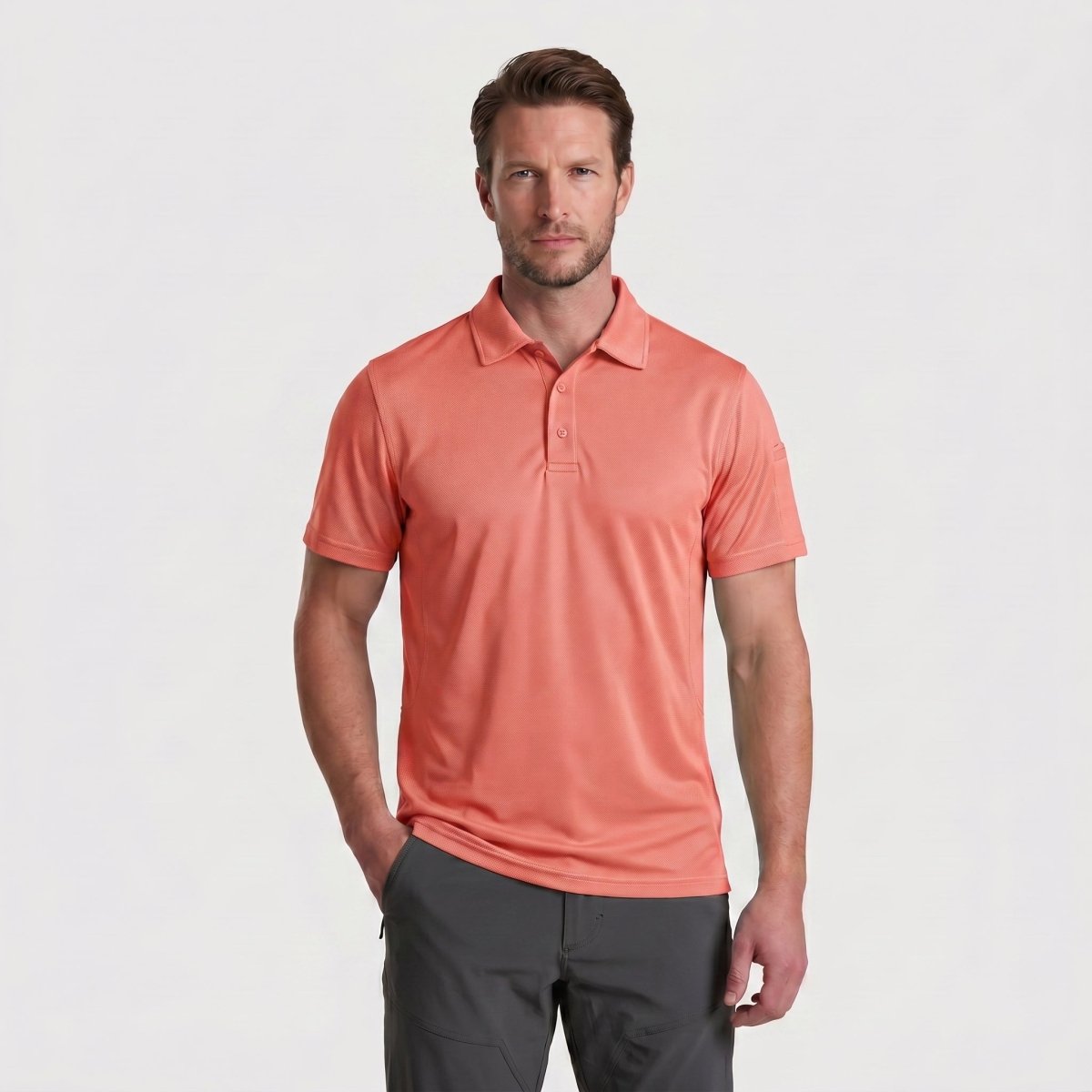 TACVASEN Watermelon Red Quick Dry Tactical Polo Top Short Sleeve Shirt