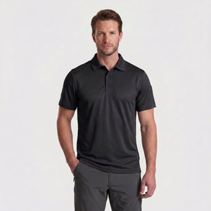 TACVASEN Black Quick Dry Tactical Polo Top Short Sleeve Shirt