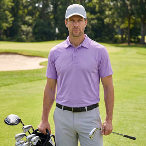 TACVASEN Light Purple Quick Dry Tactical Polo Top Short Sleeve Shirt
