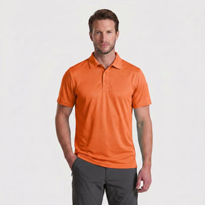 TACVASEN Orange Quick Dry Tactical Polo Top Short Sleeve Shirt