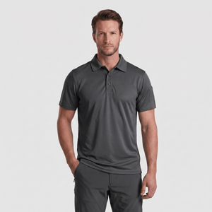 TACVASEN Dark Grey Quick Dry Tactical Polo Top Short Sleeve Shirt