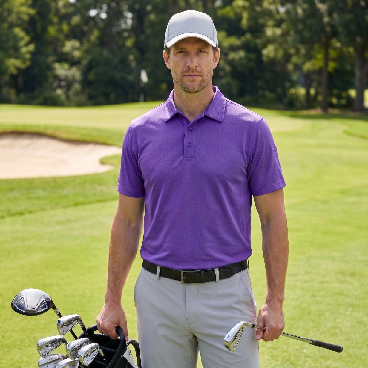 TACVASEN Purple Quick Dry Tactical Polo Top Short Sleeve Shirt