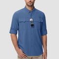 TACVASEN Blue Grey Quick Dry Tactical Shirts UV Protection Hiking Shirt