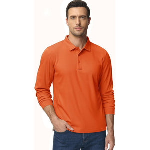 TACVASEN Black Long Sleeve Quick Dry Tactical Performance Polo Shirt