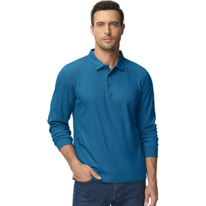 TACVASEN Black Long Sleeve Quick Dry Tactical Performance Polo Shirt
