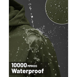 TACVASEN Army Green Tactical Softshell Jacket Hooded Waterproof Coat