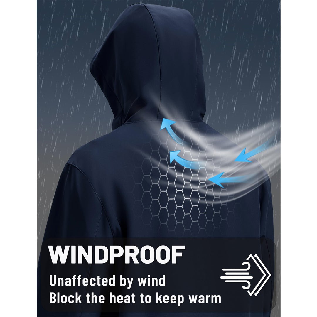 TACVASEN Navy Tactical Softshell Jacket Hooded Waterproof Coat