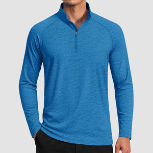 TACVASEN Sea Blue UPF 50+ Quarter Zip Long Sleeve Shirt