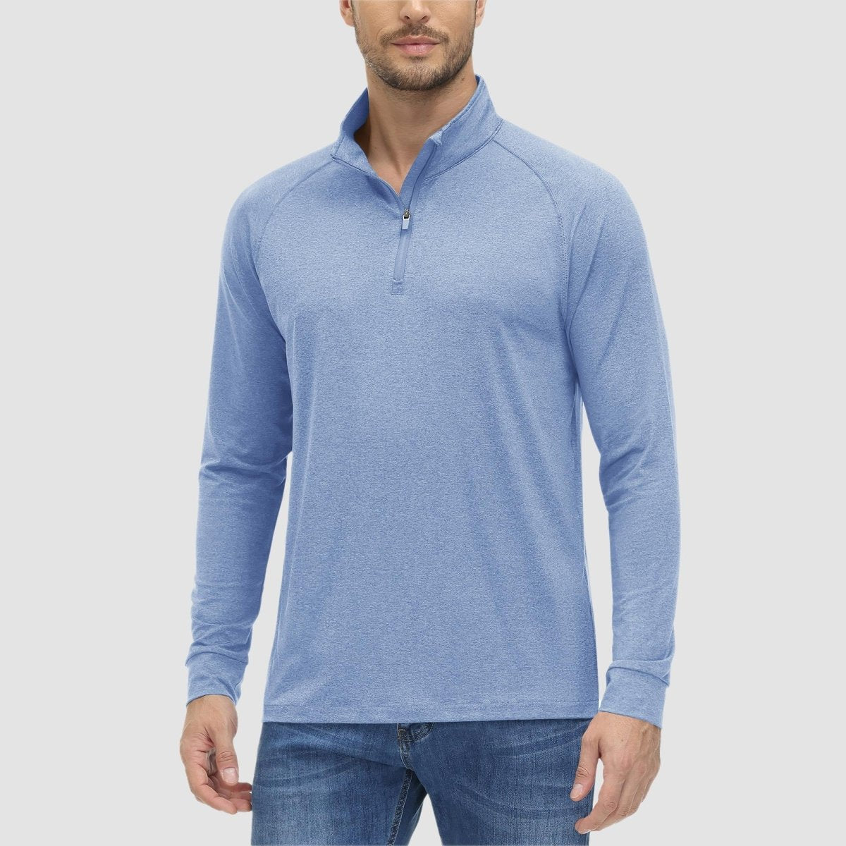 TACVASEN Light blue UPF 50+ Sun Protection Quarter Zip Long Sleeve Shirt