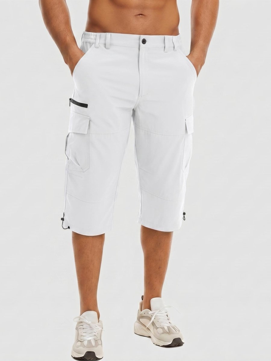 TACVASEN White Utility Cargo Shorts 3/4 Length Capri Pants
