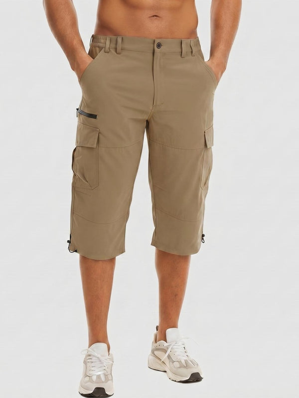 TACVASEN Khaki Utility Cargo Shorts 3/4 Length Capri Pants
