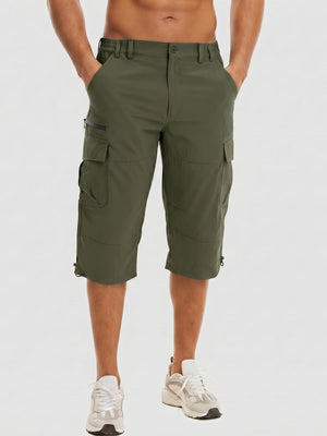 TACVASEN Army Green Utility Cargo Shorts 3/4 Length Capri Pants