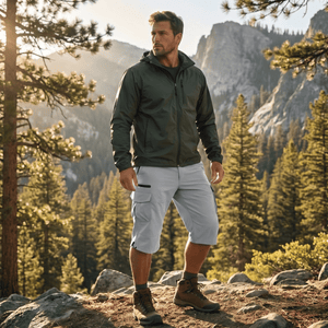 TACVASEN Light Grey Utility Cargo Shorts 3/4 Length Capri Pants