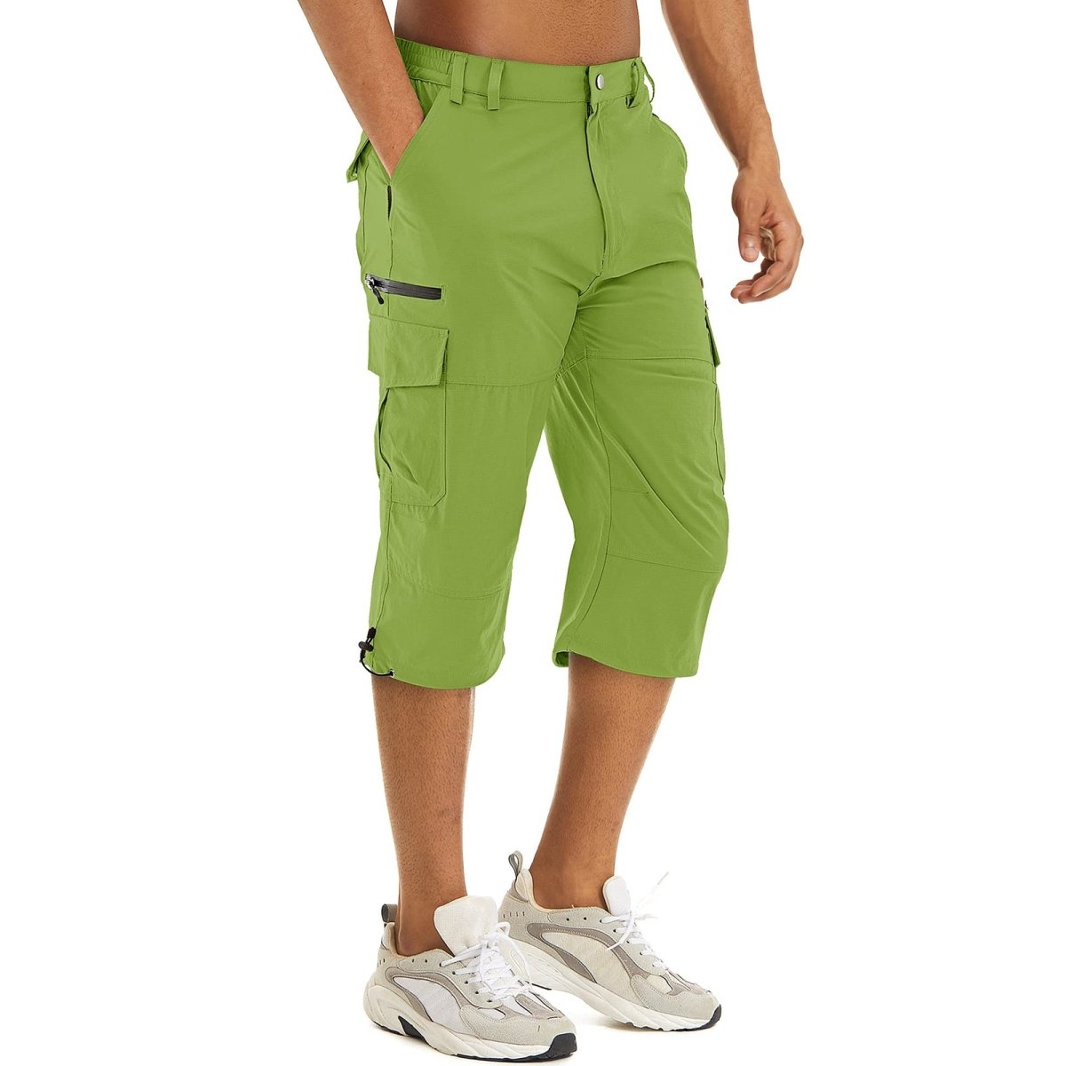 TACVASEN Fruit Green Utility Cargo Shorts 3/4 Length Capri Pants