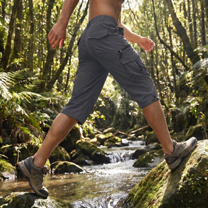 TACVASEN Dark Grey Utility Cargo Shorts 3/4 Length Capri Pants