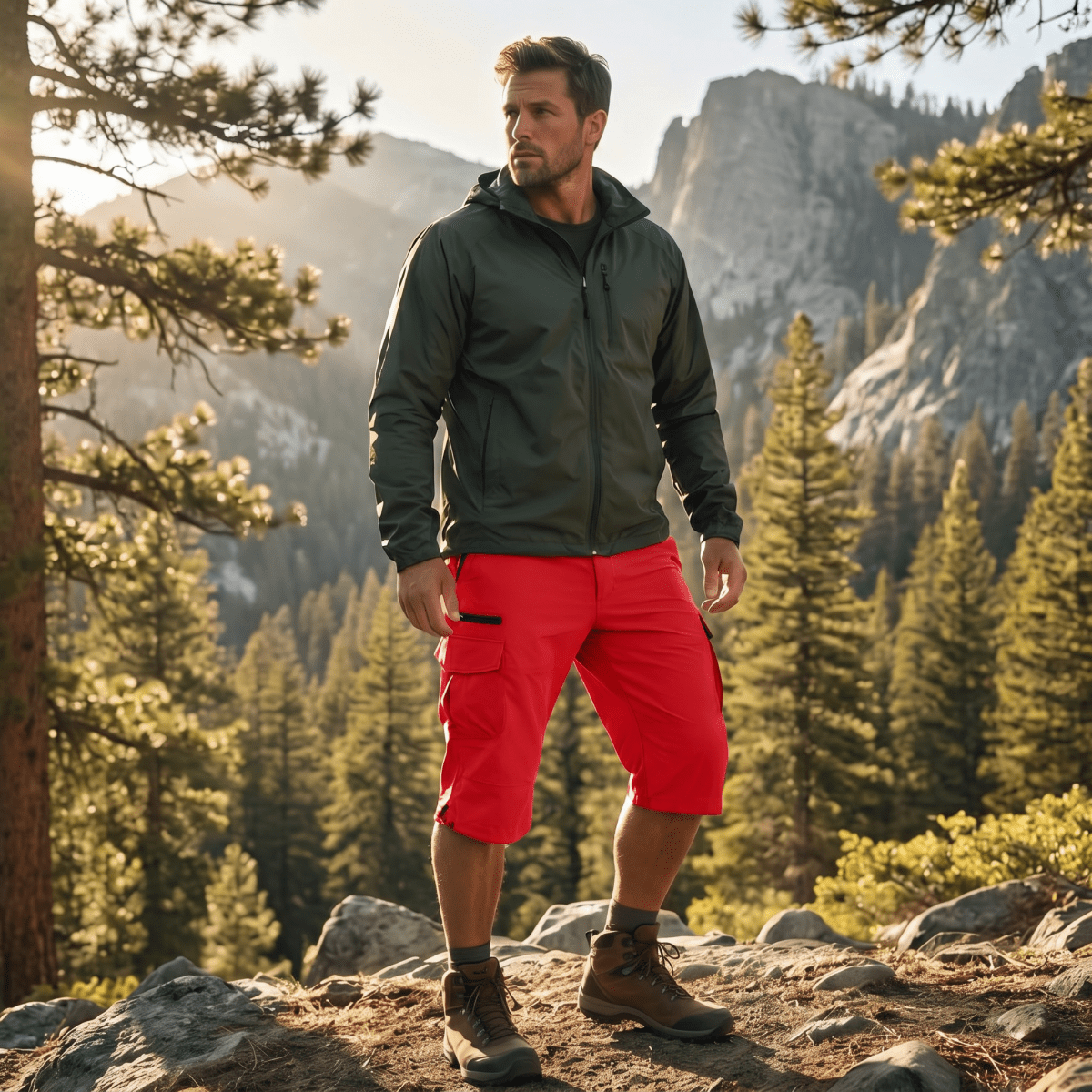 TACVASEN Tomato Red Utility Cargo Shorts 3/4 Length Capri Pants