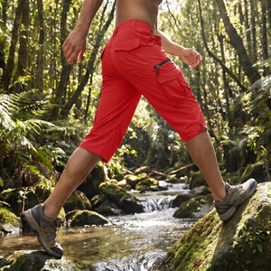 TACVASEN Tomato Red Utility Cargo Shorts 3/4 Length Capri Pants