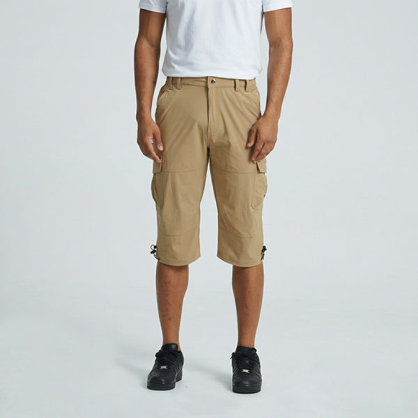 TACVASEN Khaki Utility Cargo Shorts 3/4 Length Capri Pants