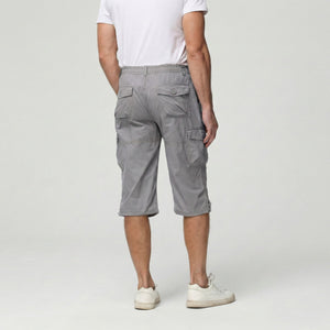 TACVASEN Light Grey Utility Cargo Shorts 3/4 Length Cotton Pants