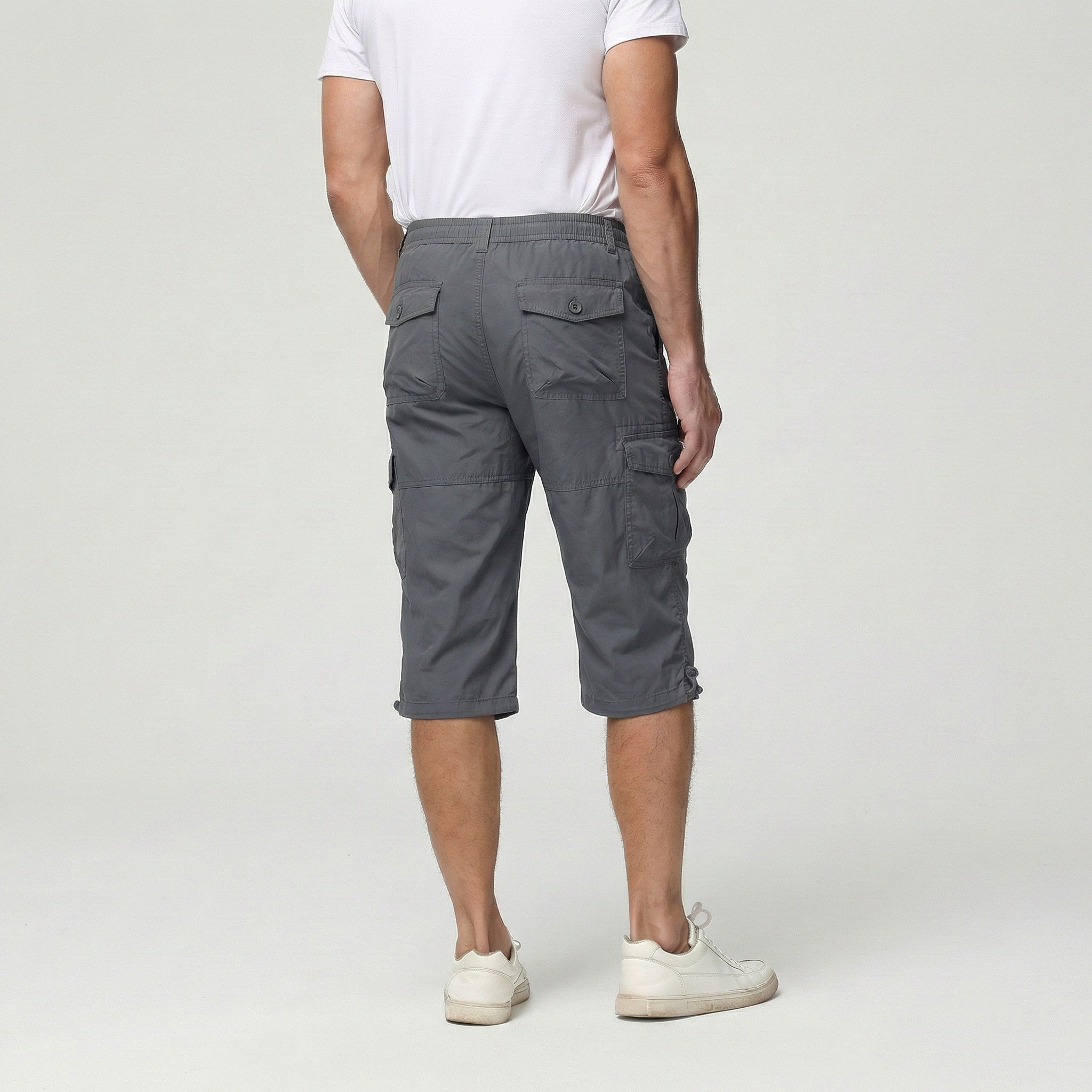 TACVASEN Dark Grey Utility Cargo Shorts 3/4 Length Cotton Pants