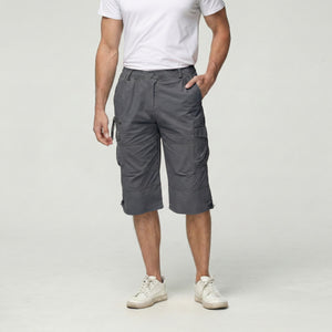 TACVASEN Dark Grey Utility Cargo Shorts 3/4 Length Cotton Pants