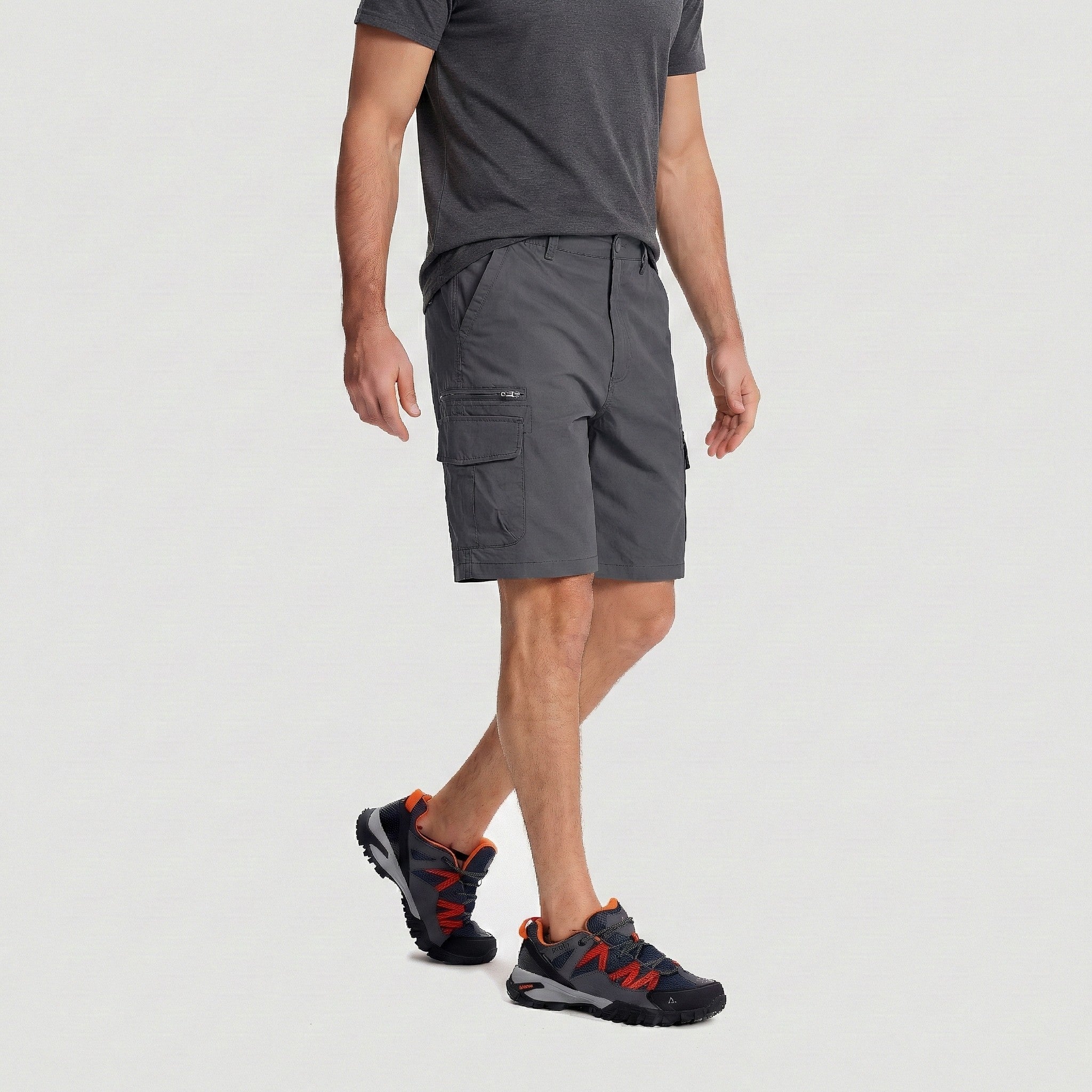 TACVASEN Dark Grey Utility Cargo Shorts Cotton Blend