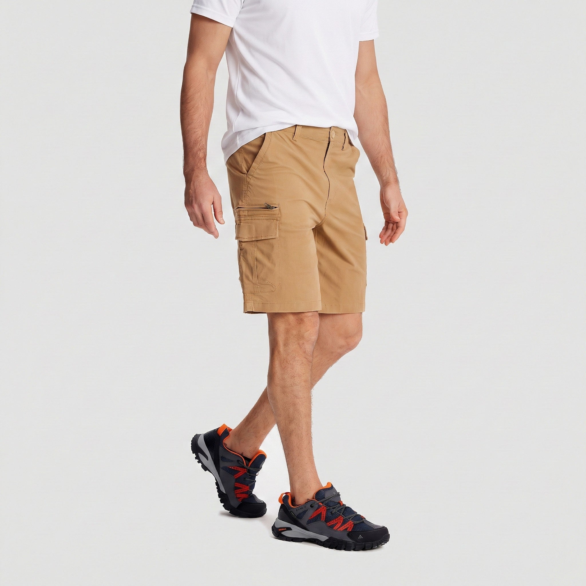 TACVASEN Khaki Utility Cargo Shorts Cotton Blend
