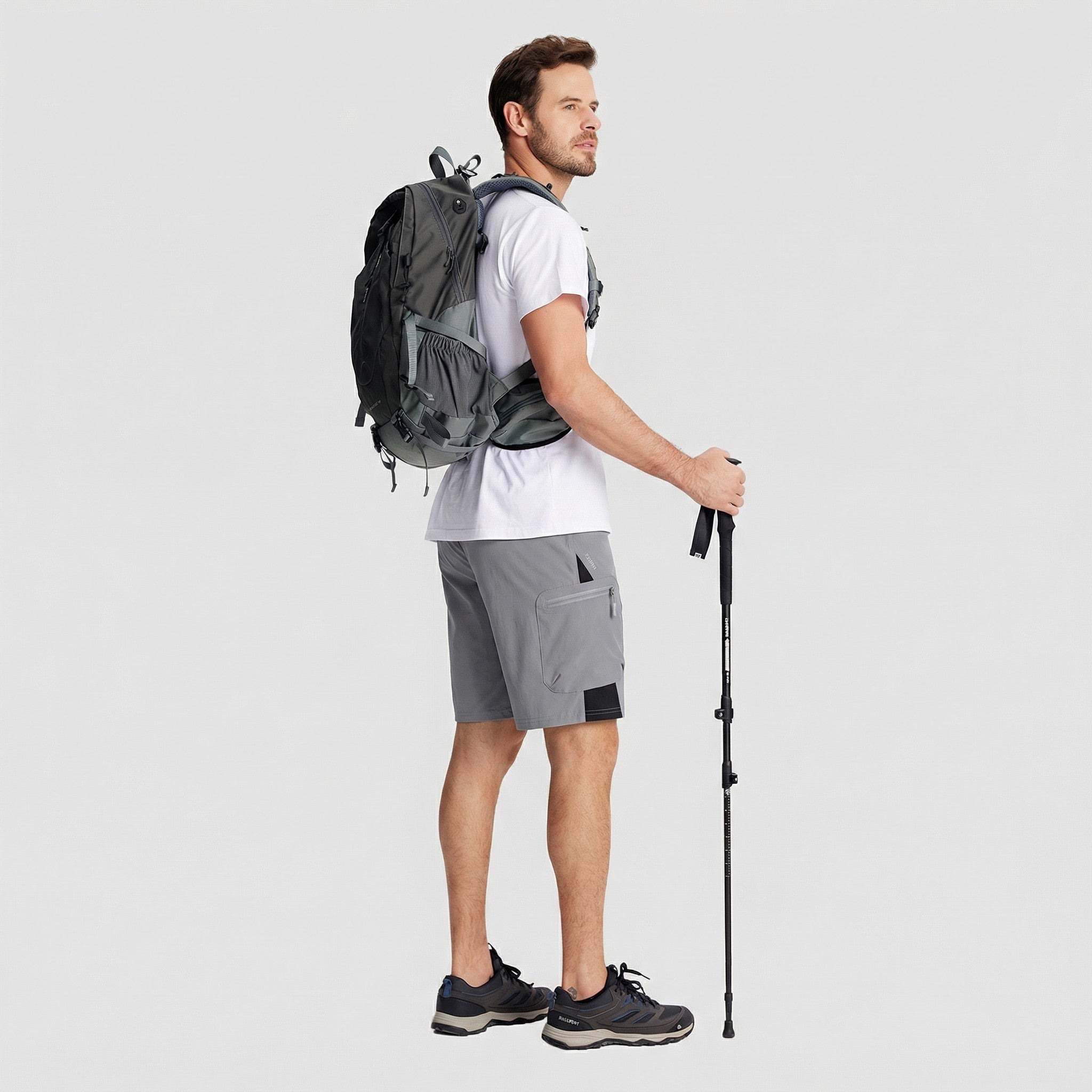 TACVASEN Light Grey Mens Utility Cargo Shorts Outdoor Hiking Shorts