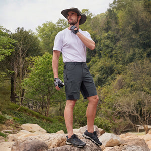 TACVASEN Khaki Mens Utility Cargo Shorts Outdoor Hiking Shorts