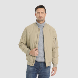 TACVASEN Khaki Vintage Bomber Jacket Padded Lined Coat
