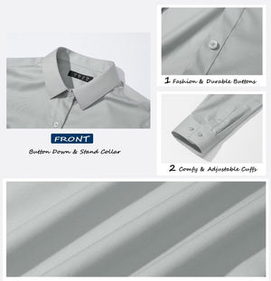 TACVASEN Light Grey Women's Collared Dress Shirt Casual Office Wear Blouse