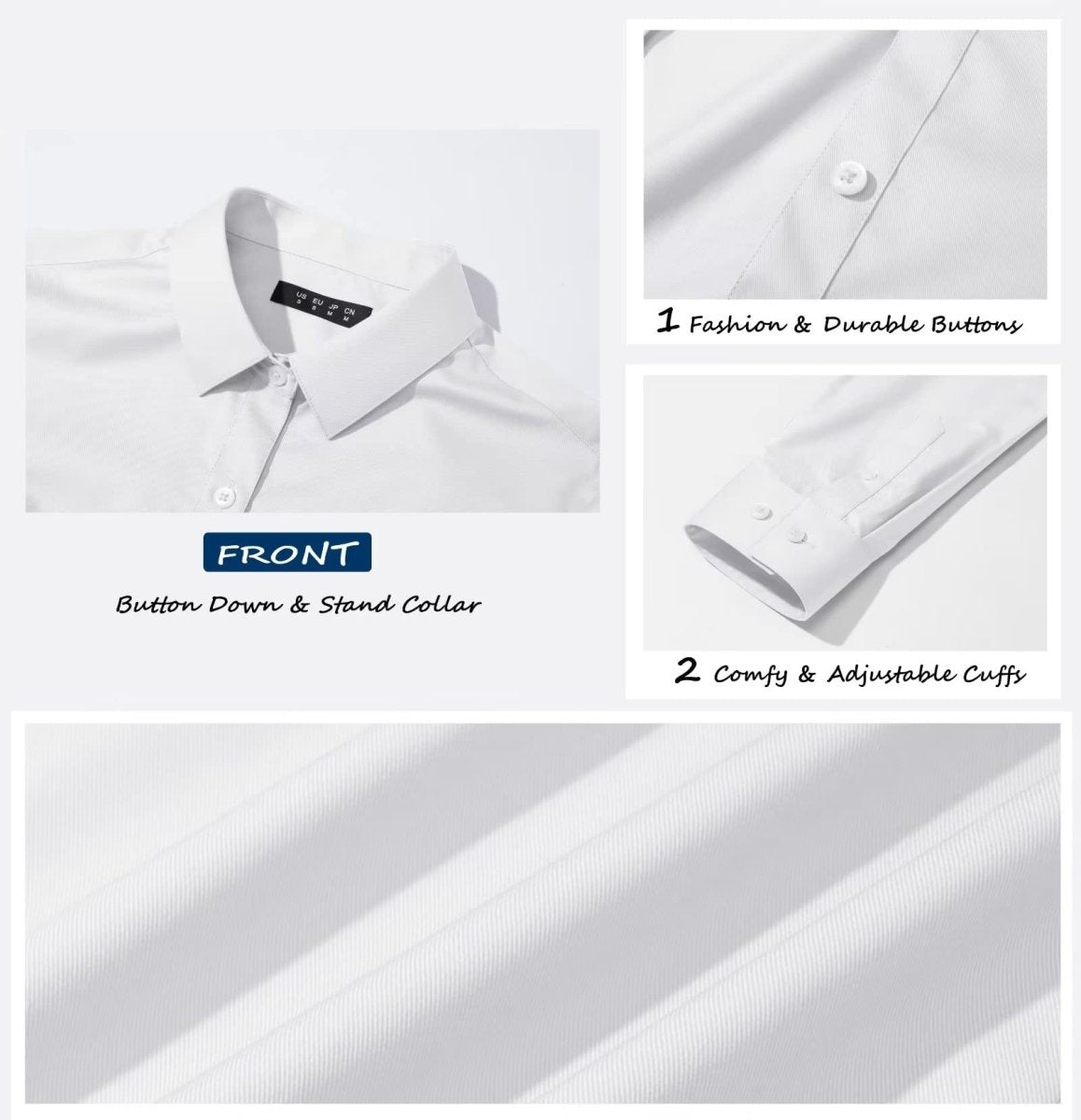 TACVASEN White Women's Collared Dress Shirt Casual Office Wear Blouse
