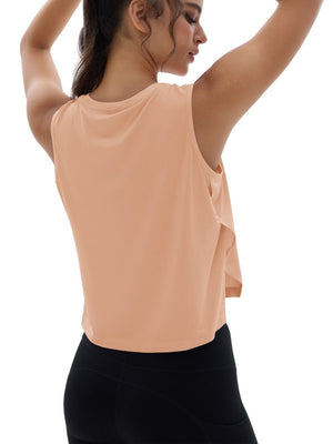 TACVASEN Apricot Women's Crop Workout Sleeveless Tank Loose Fit