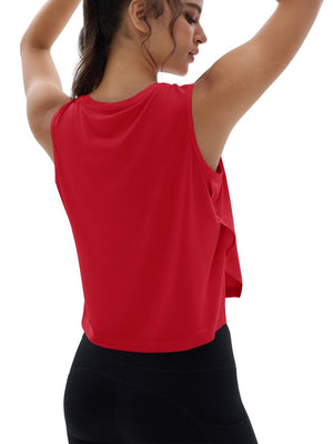 TACVASEN Red Women's Crop Workout Sleeveless Tank Loose Fit