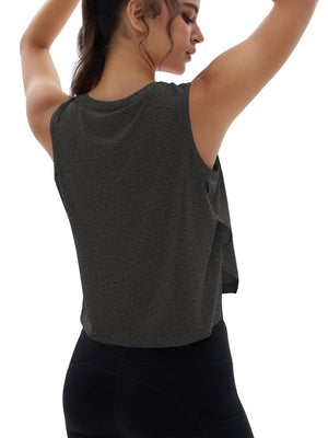 TACVASEN Dark Grey Women's Crop Workout Sleeveless Tank Loose Fit