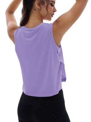 TACVASEN Purple Women's Crop Workout Sleeveless Tank Loose Fit