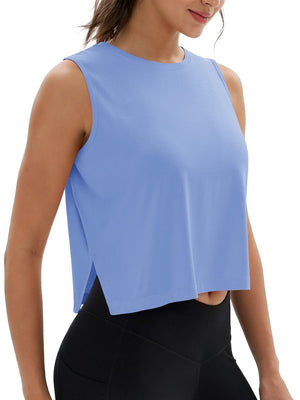 TACVASEN Pale Blue Women's Crop Workout Sleeveless Tank Loose Fit