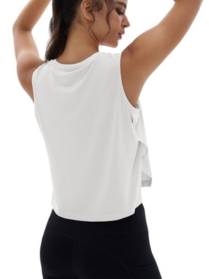 TACVASEN White Women's Crop Workout Sleeveless Tank Loose Fit
