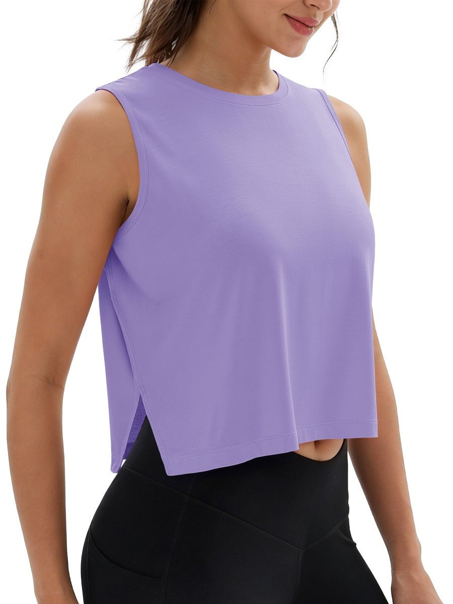 TACVASEN Purple Women's Crop Workout Sleeveless Tank Loose Fit
