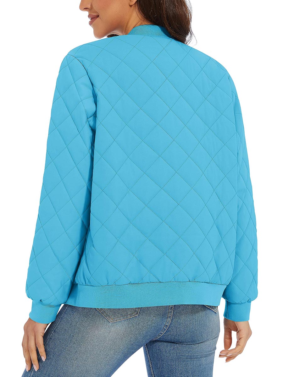 TACVASEN Ice Blue Women's Diamond Quilted Padded Zip Jacket
