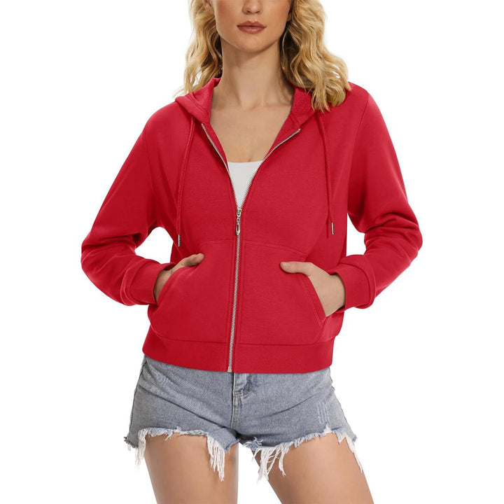 Women's Fleece Lined Full Zip Crop Tops Hoodies - L23W902