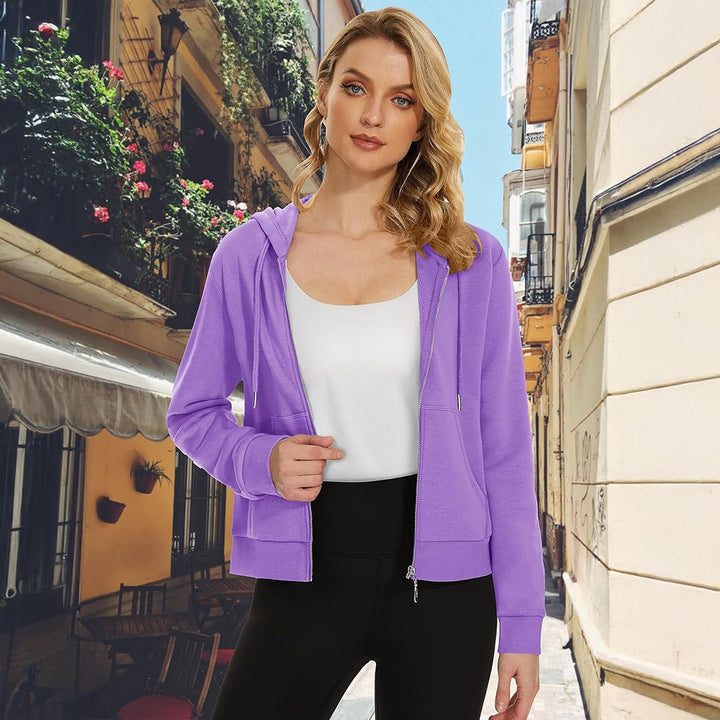 Women's Fleece Lined Full Zip Crop Tops Hoodies - L23W902