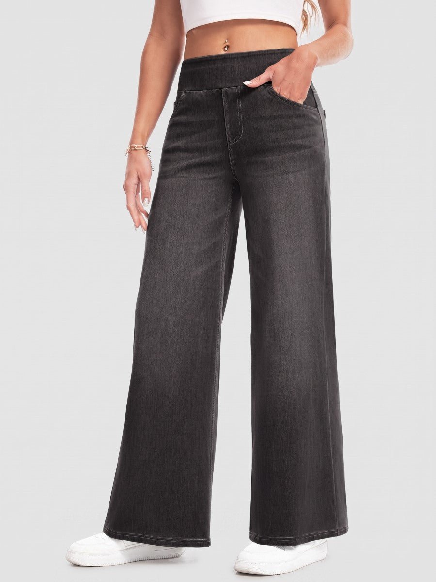 TACVASEN Dark Grey Women's High Waisted Slimming High Elasticity Casual Denim Pants