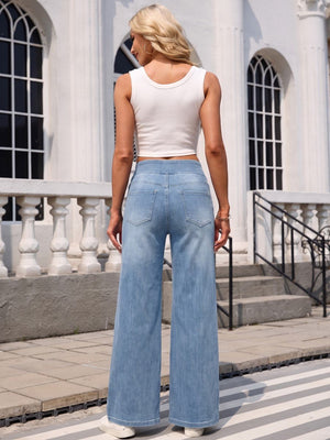 TACVASEN Light Blue Women's High Waisted Slimming High Elasticity Casual Denim Pants