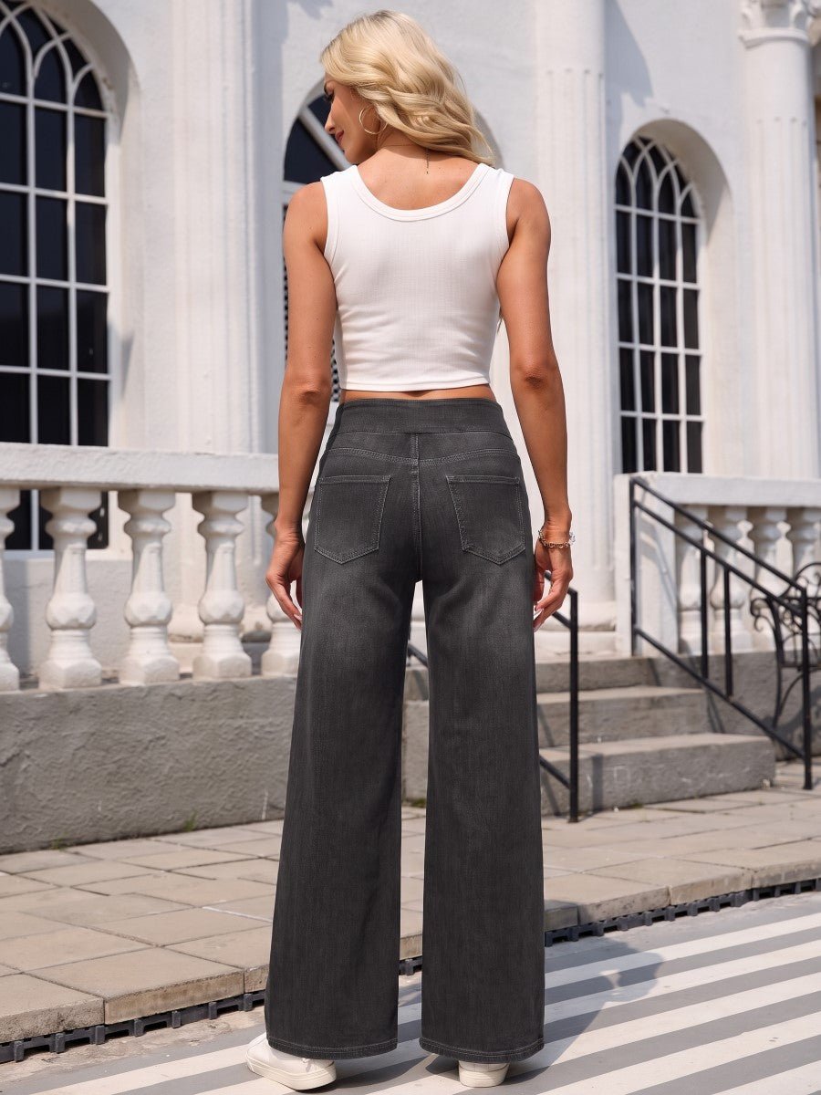TACVASEN Dark Grey Women's High Waisted Slimming High Elasticity Casual Denim Pants